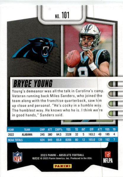 2023 Panini Absolute #101 Bryce Young Rookie Carolina Panthers