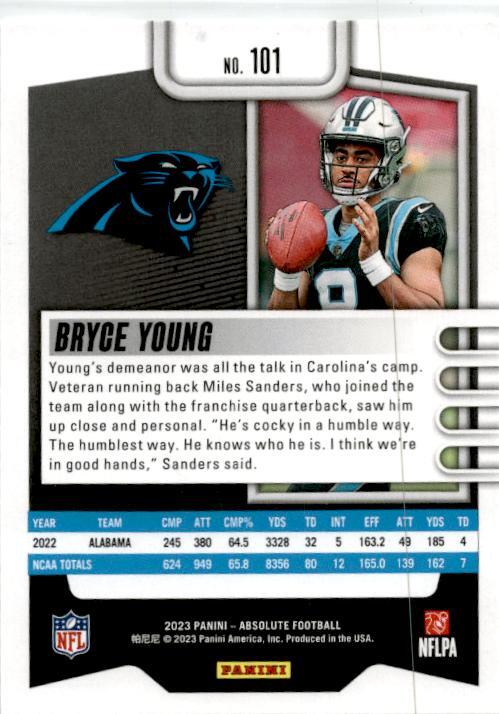 2023 Panini Absolute #101 Bryce Young Rookie Carolina Panthers