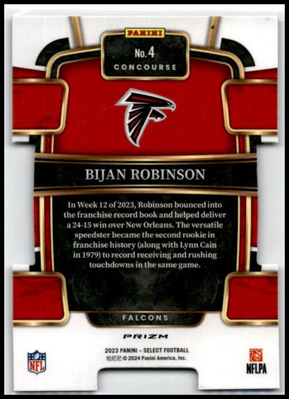 2023 Select Black and Red Prizms Die Cuts #4 Bijan Robinson Rookie Falcons