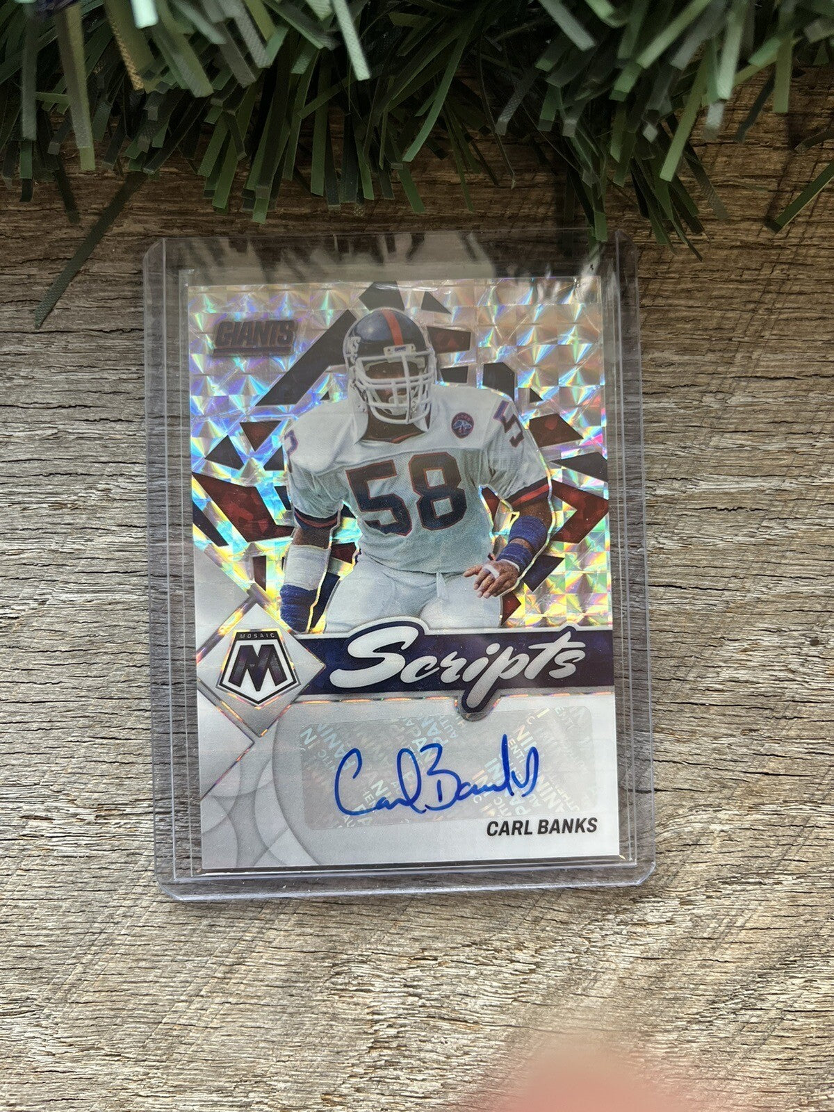 2022 Mosaic Scripts #S-CB Silver Mosaic Prizm Carl Banks Auto New York Giants