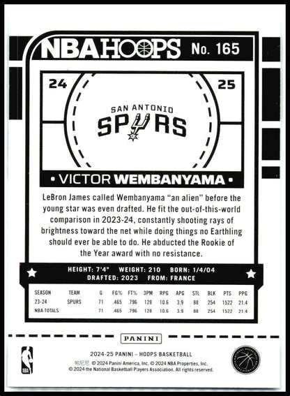 2024-25 Hoops #165 Victor Wembanyama San Antonio Spurs