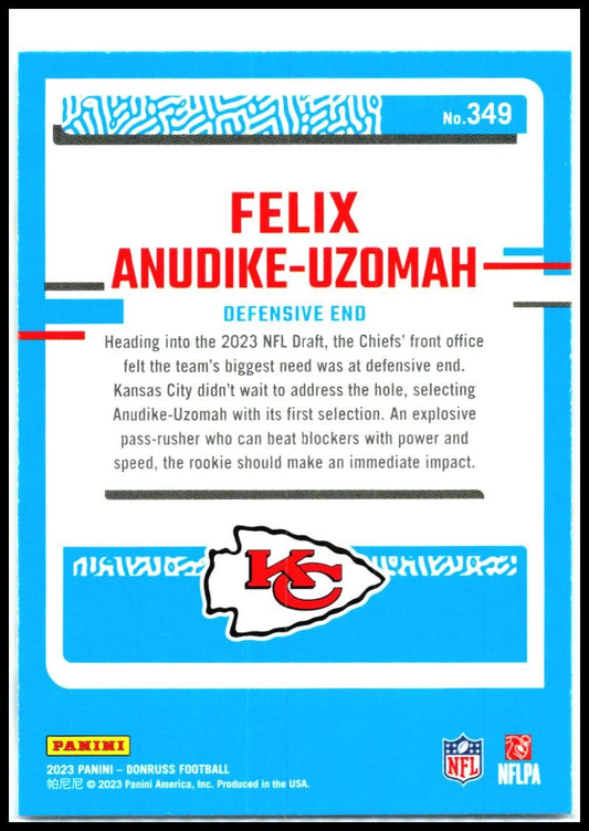 2023 Donruss #349 Felix Anudike-Uzomah Rookie Kansas City Chiefs