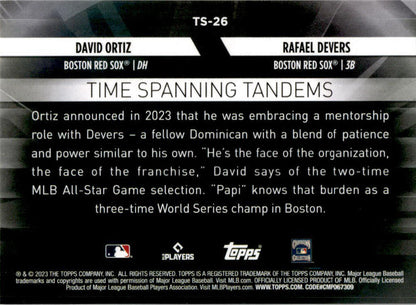 2023 Topps Update Time Spanning Tandems #TS-26 Rafael Devers / David Ortiz