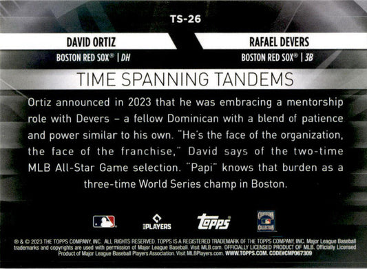 2023 Topps Update Time Spanning Tandems #TS-26 Rafael Devers / David Ortiz