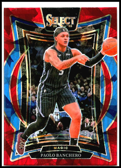 2024-25 Panini Select Red Cracked Ice Prizm #35 Paolo Banchero Orlando Magic
