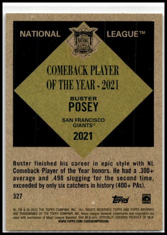 2022 Topps Archives #327 Buster Posey San Francisco Giants