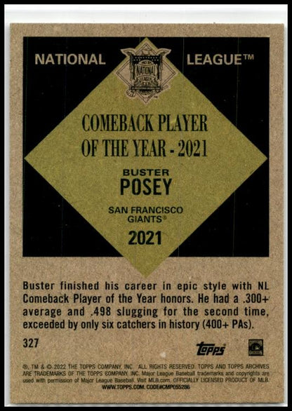 2022 Topps Archives #327 Buster Posey San Francisco Giants