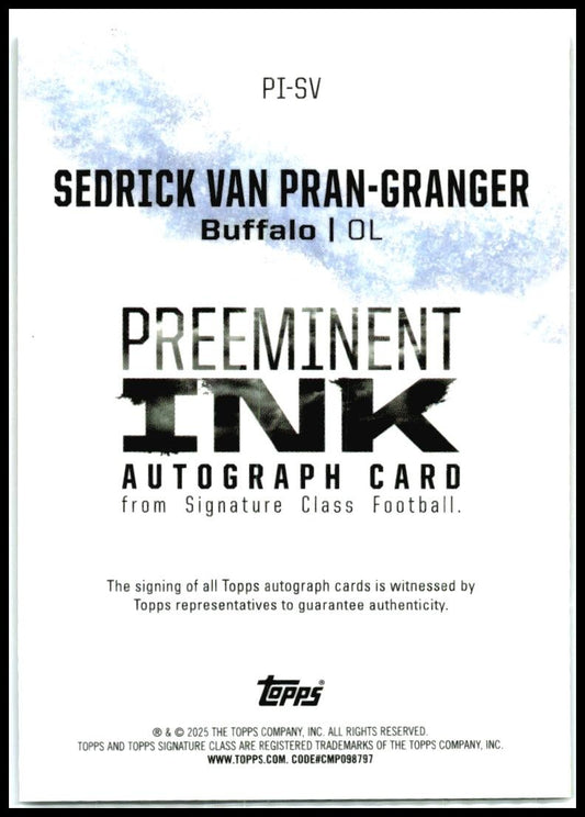 2024 Signature Class Preeminent Ink Auto Red # Sedrick Van Pran-Granger Auto