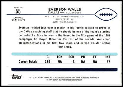 2024 Topps Chrome #55 Everson Walls Dallas Cowboys