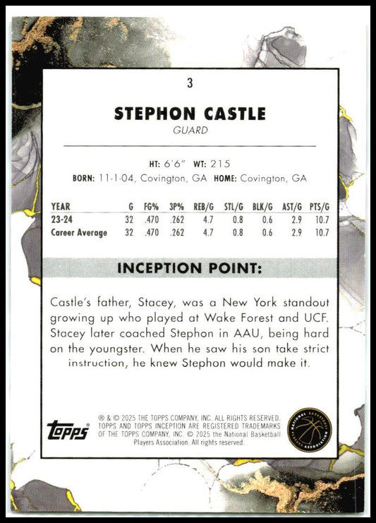 2024-25 Topps Inception #3 Stephon Castle Rookie San Antonio Spurs