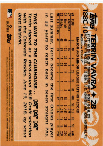 2023 Topps Chrome Silver Pack  #T88C-10 Terrin Vavra Baltimore Orioles.