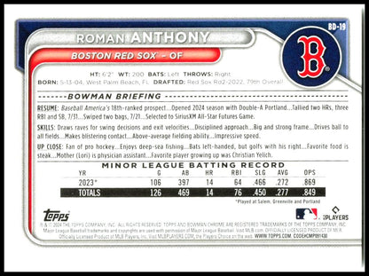 2024 Bowman Draft #BD-19 Roman Anthony Boston Red Sox