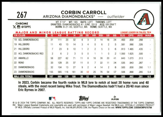2024 Topps Chrome Lightboard Logo Refractors #267 Corbin Carroll Arizona