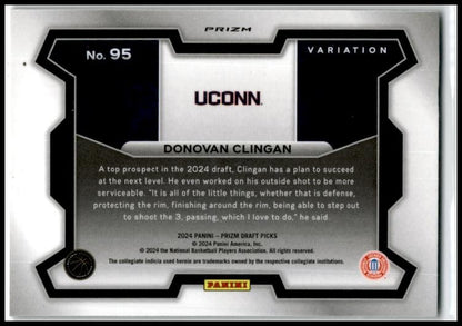 2024 Panini Prizm Draft Picks Green #95b Donovan Clingan Connecticut Huskies