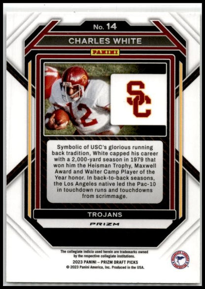 2023 Panini Prizm Draft Picks Prizms Gold Ice #14 Charles White USC Trojans