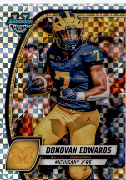 2024 Bowman University Chrome X-Fractor #66 Donovan Edwards Michigan Wolverines