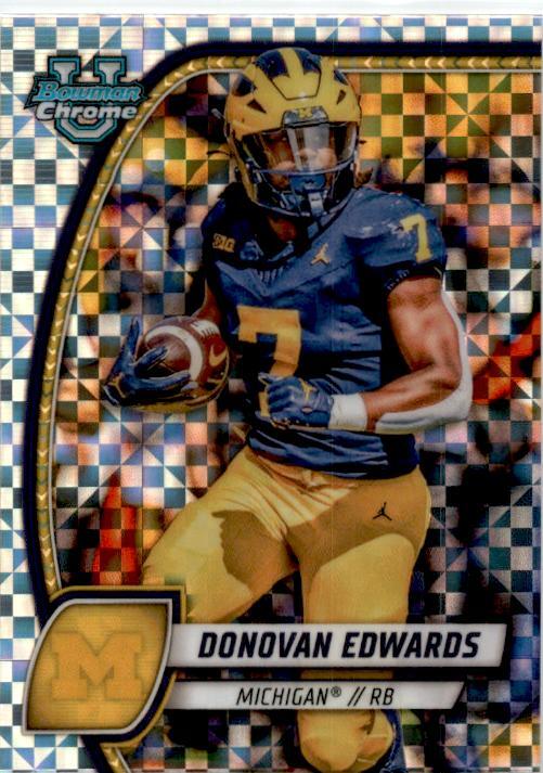 2024 Bowman University Chrome X-Fractor #66 Donovan Edwards Michigan Wolverines