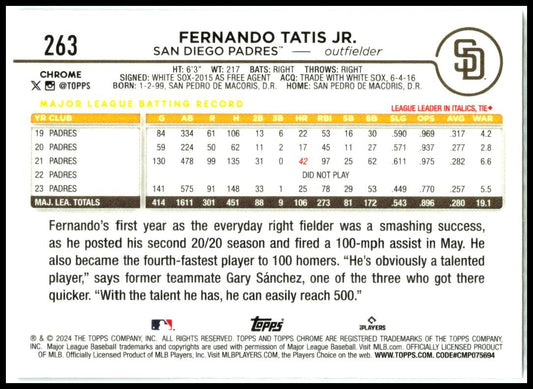 2024 Topps Chrome #263 Fernando Tatis Jr. San Diego Padres