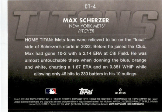 2023 Topps Chrome Titans #CT-4 Max Scherzer New York Mets