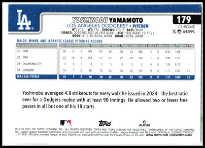 2025 Topps Holo Foil #231 Yoshinobu Yamamoto Los Angeles Dodgers