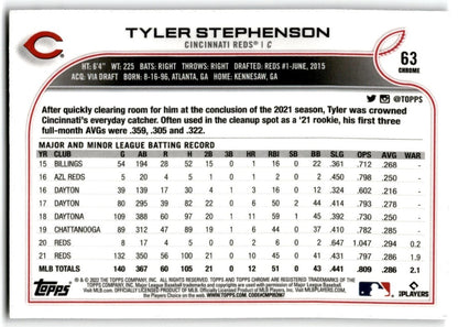 2022 Topps Chrome Tyler Stephenson Cincinnati Reds #63