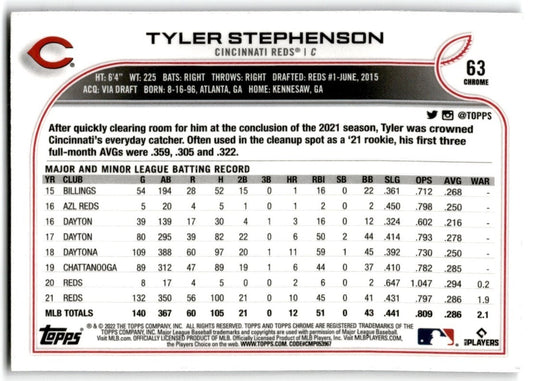 2022 Topps Chrome Tyler Stephenson Cincinnati Reds #63
