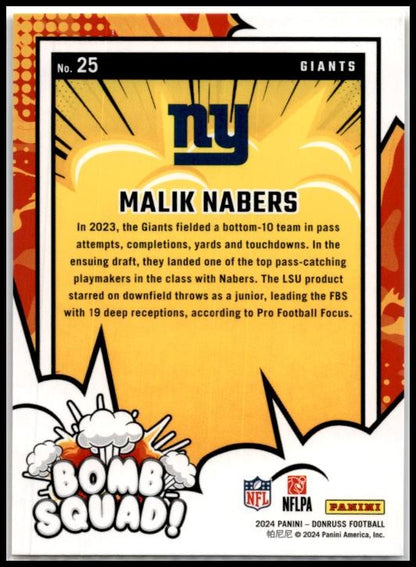2024 Panini Donruss Bomb Squad #25 Malik Nabers Giants