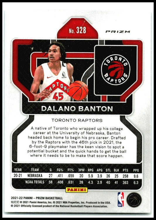 2021-22 Panini Prizm Silver Wave #328 Dalano Banton Rookie Toronto Raptors