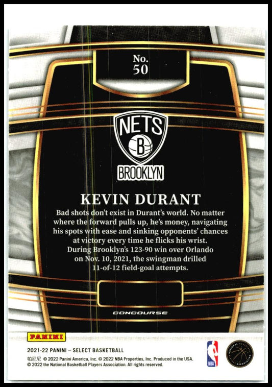 2021-22 Panini Select Blue #50 Kevin Durant Brooklyn Nets