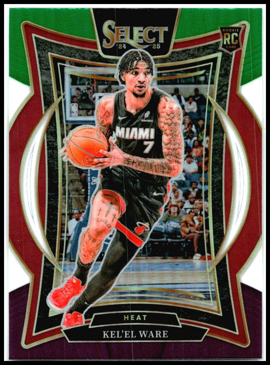 2024-25 Panini Select Green White Purple Prizm #66 Kel'el Ware Rookie Miami Heat
