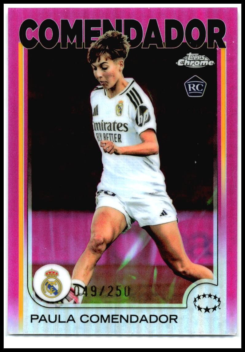 2024-25 Topps Chrome UEFA Pink Refractor #62 Paula Comendador Rookie Real Madrid