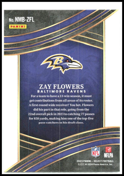 2023 Panini Select Select Numbers #NMB-ZFL Zay Flowers Baltimore Ravens
