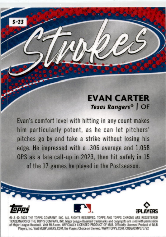 2024 Topps Chrome Strokes #S-23 Evan Carter Texas Rangers
