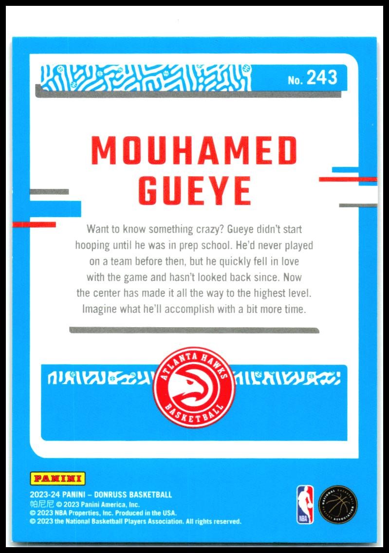 2023-24 Donruss Red and Green Laser Holo #243 Mouhamed Gueye Rookie Hawks