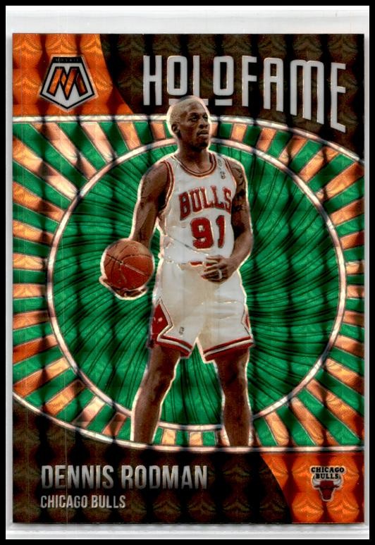 2020-21 Panini Mosaic HoloFame Mosaic Green #8 Dennis Rodman Chicago Bulls