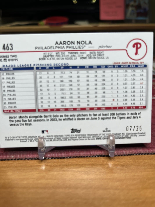 2024 Topps Memorial Day / Camo  #463 AARON NOLA  PHILLIES   #/25 SP