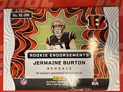 2024 Illusions Rookie Endorsements Red #RE-JBN Jermaine Burton Auto Bengals