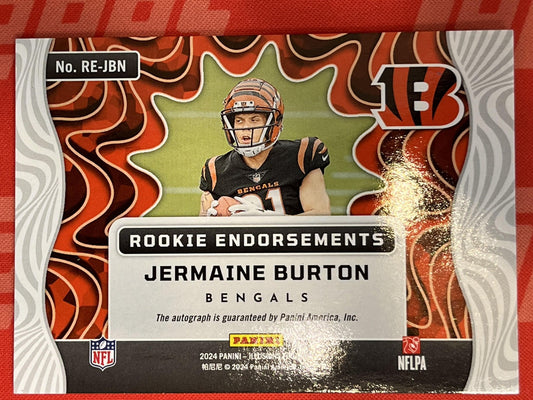 2024 Illusions Rookie Endorsements Red #RE-JBN Jermaine Burton Auto Bengals