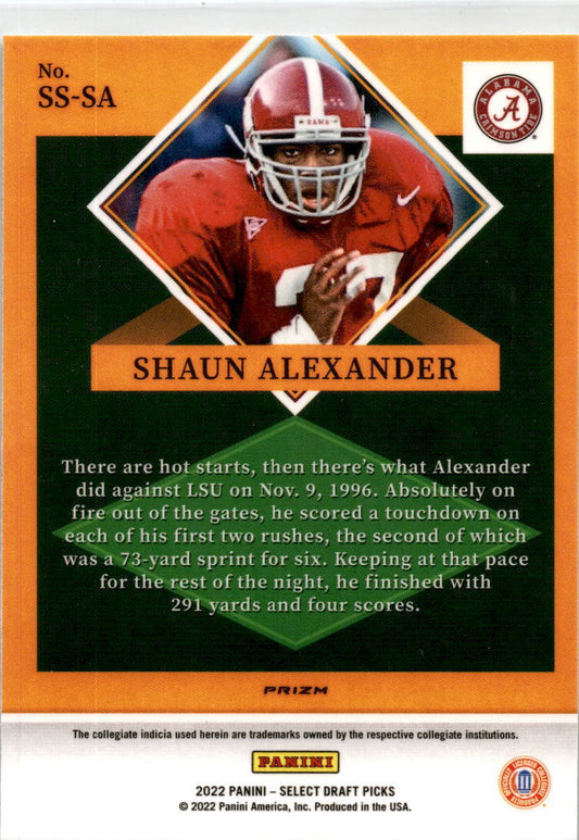2022 Panini Select Draft Picks #SS-SA Shaun Alexander Alabama Crimson Tide
