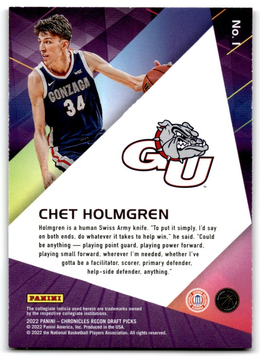 2022-23 Chroncles Recon Draft Picks Chet Holmgren Oklahoma City Thunder #1