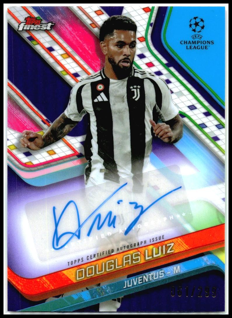 2024-25 Topps Finest UEFA Purple Auto /299 #BA-DL Douglas Luiz Auto Juventus