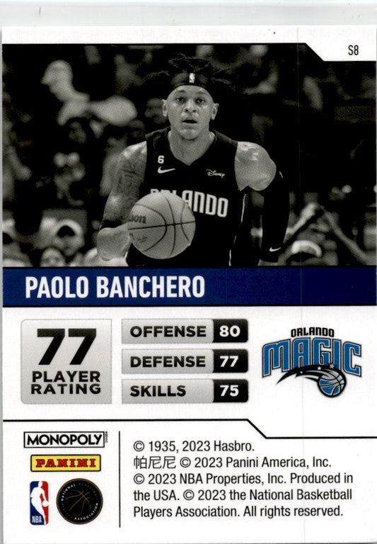 2022-23 Panini Prizm Monopoly Starter Deck #S8 Paolo Banchero Orlando Magic