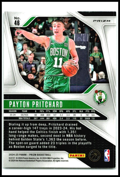 2024-25 Panini Prizm Prizms Green #46 Payton Pritchard Boston Celtics