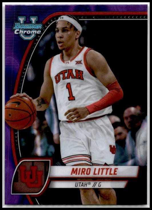 2024-25 Bowman University Chrome Purple Lava Refractor #79 Miro Little Utah Utes