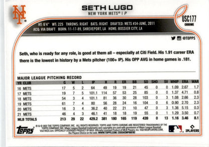 2022 Topps Chrome Update Purple Refractor #USC177 Seth Lugo New York Mets