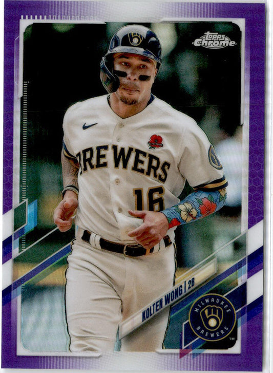2021 Topps Chrome Update Purple Refractor #USC55 Kolten Wong Milwaukee Brewers