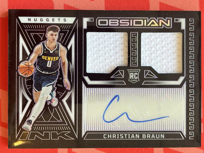 2022-23 Obsidian RC Jersey Ink Electric Etch Purple # Christian Braun Auto /75