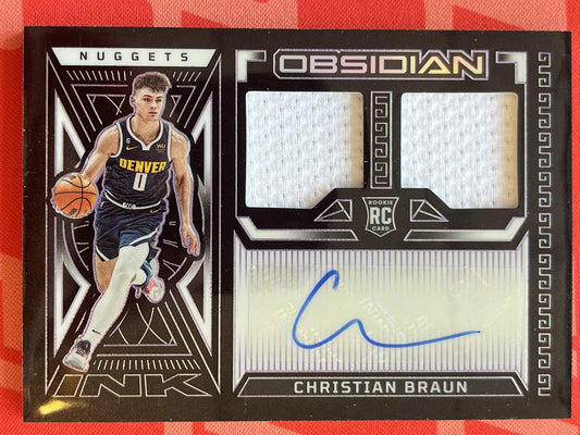 2022-23 Obsidian RC Jersey Ink Electric Etch Purple # Christian Braun Auto /75