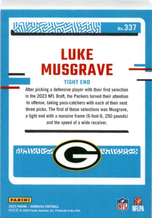 2023 Donruss #337 Luke Musgrave Rookie Green Bay Packers