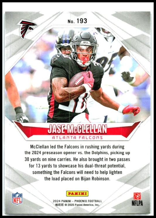 2024 Panini Phoenix Purple #193 Jase McClellan Rookie Atlanta Falcons
